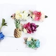 thumbnail image 5 of Zhuge Paquete de 4 horquillas de metal con flores artificiales para el pelo, pinzas deslizantes con dientes, lazos florales, pasadores, pinzas para el pelo para mujer, decoración de bodas, 5 of 5