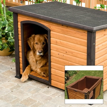 Precision Pet Extreme Outback Log Cabin Dog House (Large; Exterior: 45.5" L X 33" W X 32.8" H; Interior: 39.3" L X 24" W X 27" H; Door Opening: 14.2" W X 24.25" H)