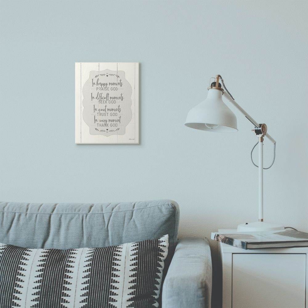 Stupell Industries Religious Happy Moments Inspiration Grey Word Design Wall Plaque Art by Stephanie Workman Marrott