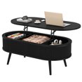 thumbnail image 4 of 39.4" Oval Lift Top Coffee Table with Hidden Storage Compartment - Black, 4 of 8