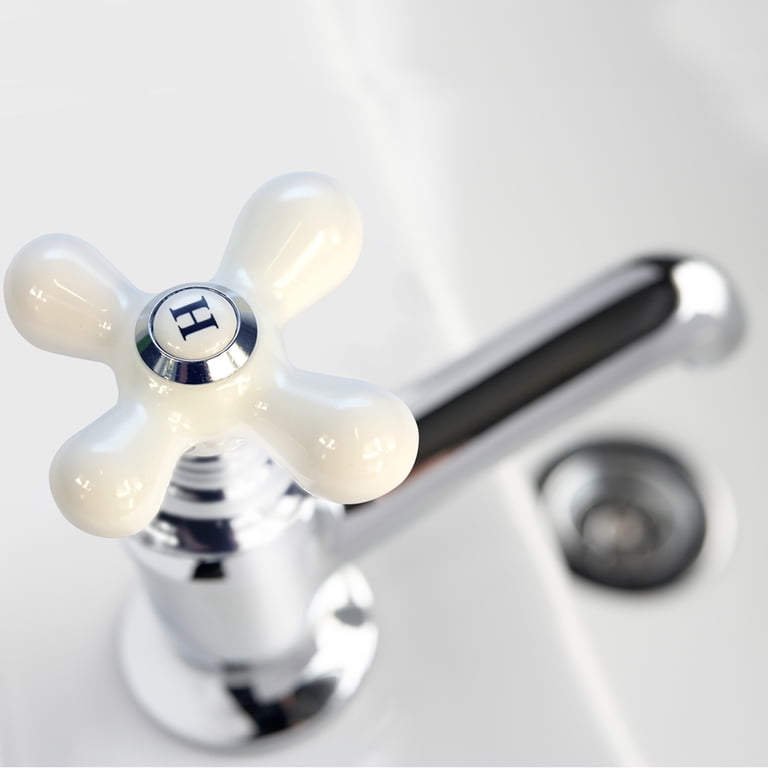 Danco, Cross-Arm Faucet Handle, 46004, White Porcelain Chrome