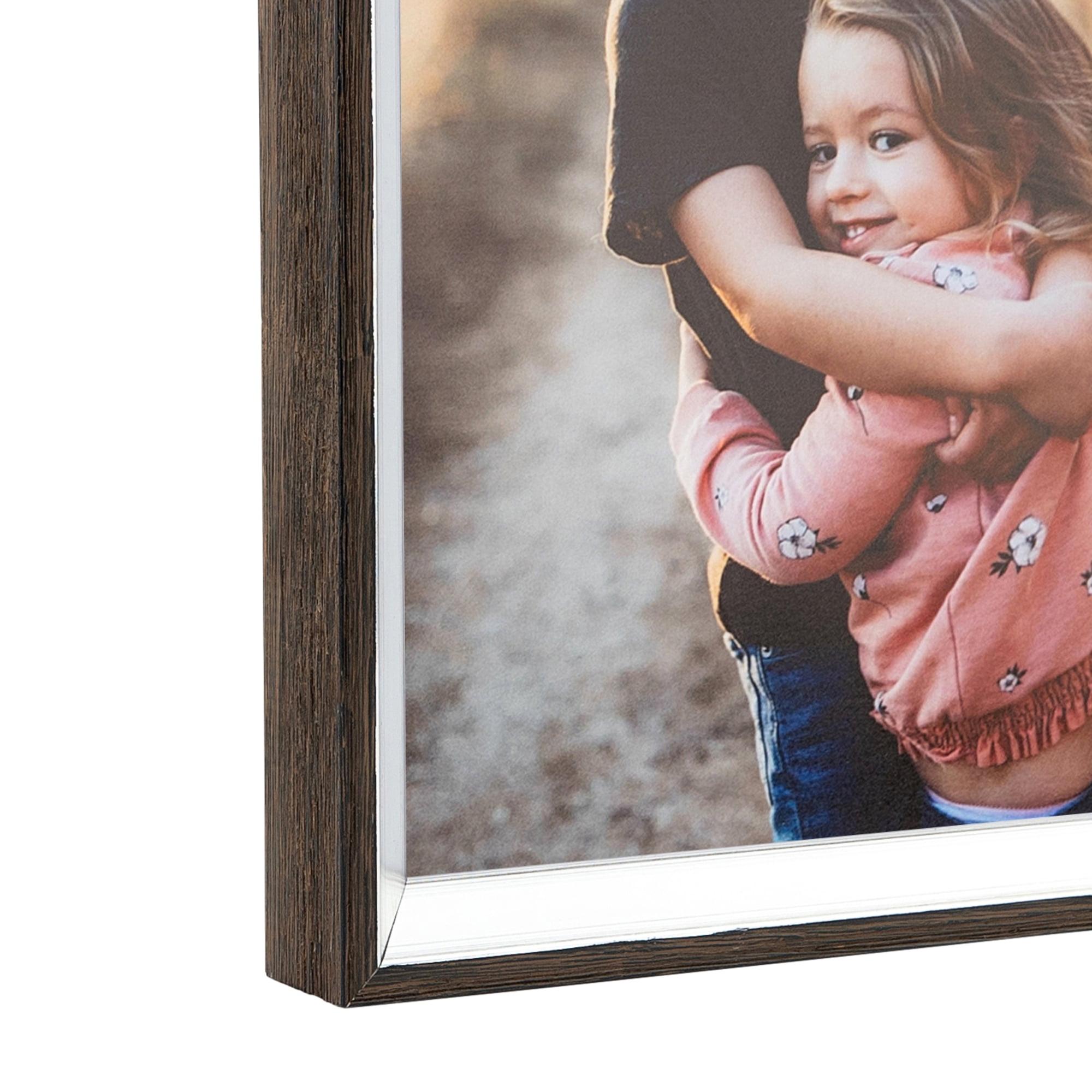 ArtToFrames 18" x 24" Silver with Stained Grey Picture Frame, 18x24 inch Silver Wood Poster Frame (WOM-4767)