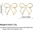 thumbnail image 6 of Gold Bow Earrings for Women Teen Pink Bowtie Dainty Long Tassel Drop Stud Trendy Statement Jewelry Gift, 6 of 14