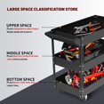 thumbnail image 3 of XERATH Steel 3-Shelf Multipurpose Utility/Supply/Service/Tool Cart Great for Garage, Warehouse, Cleaning, Office & Workplace, 3 of 7