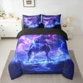 thumbnail image 3 of Manfei Spooky dinosaur 7pcs Bedding Comforter Set,Abstract Lighning Queen Bedding Sets,Purple Blue Black Queen Sheet Sets For Teens Boys,Luxury Bedroom Decor Reversible, 3 of 9