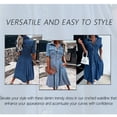 thumbnail image 3 of Women Denim Shirt Dress Short Sleeve Long Bottom Down A-Line Jeans Dresses with Pockets, 3 of 5