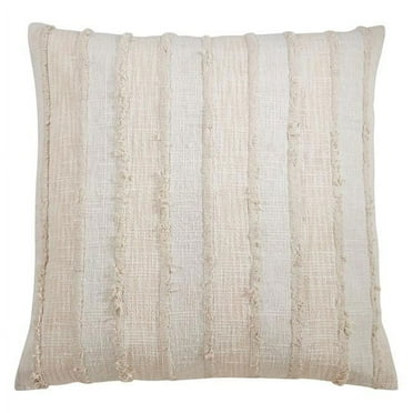Saro Lifestyle 9010.I22S 22 in. Fringe Stripe Throw Down Filled Pillow, Ivory