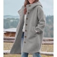 thumbnail image 3 of sicmoss Women's Gray Single Breasted Long Wool Coat, Hooded Winter with Pockets, 3 of 4