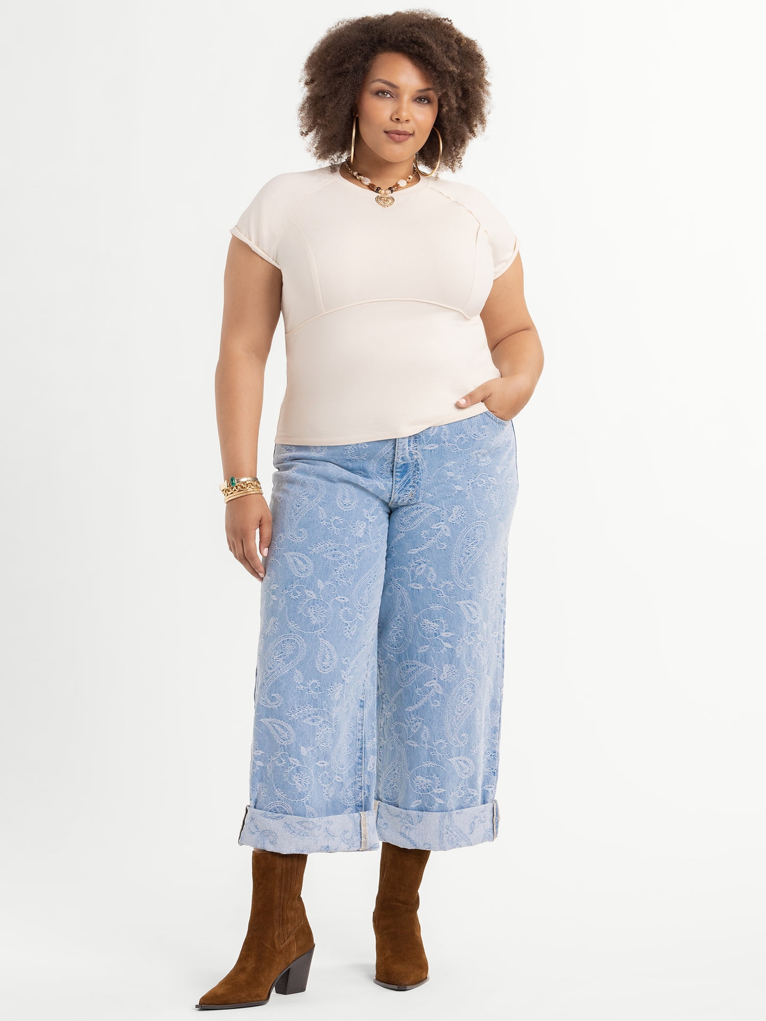 Jessica Simpson Women's Plus Size Ivy Tee Shirt, Sizes 0X-4X