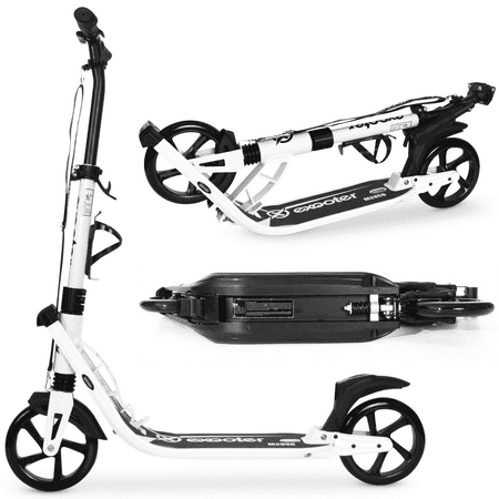 - EXOOTER M2050WB 9XL Adult Cruiser Kick Scooter With Dual Suspension And 200mm Black Wheels In White Finish.
