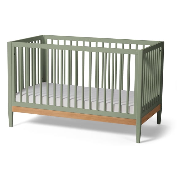 Little Seeds Clover 4-in-1 Convertible Crib, Grove Green/Natural