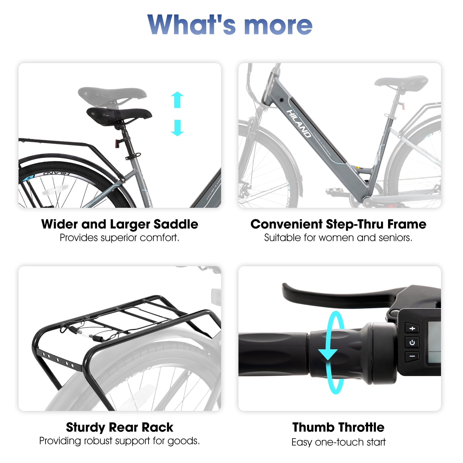 Hiland 350W Electric Bike for Men Women, 700C Step-Through Commuter Ebike, 36V Removable Battery UL2849, 7-Speed Electric Bicycle, 20mph, Grey