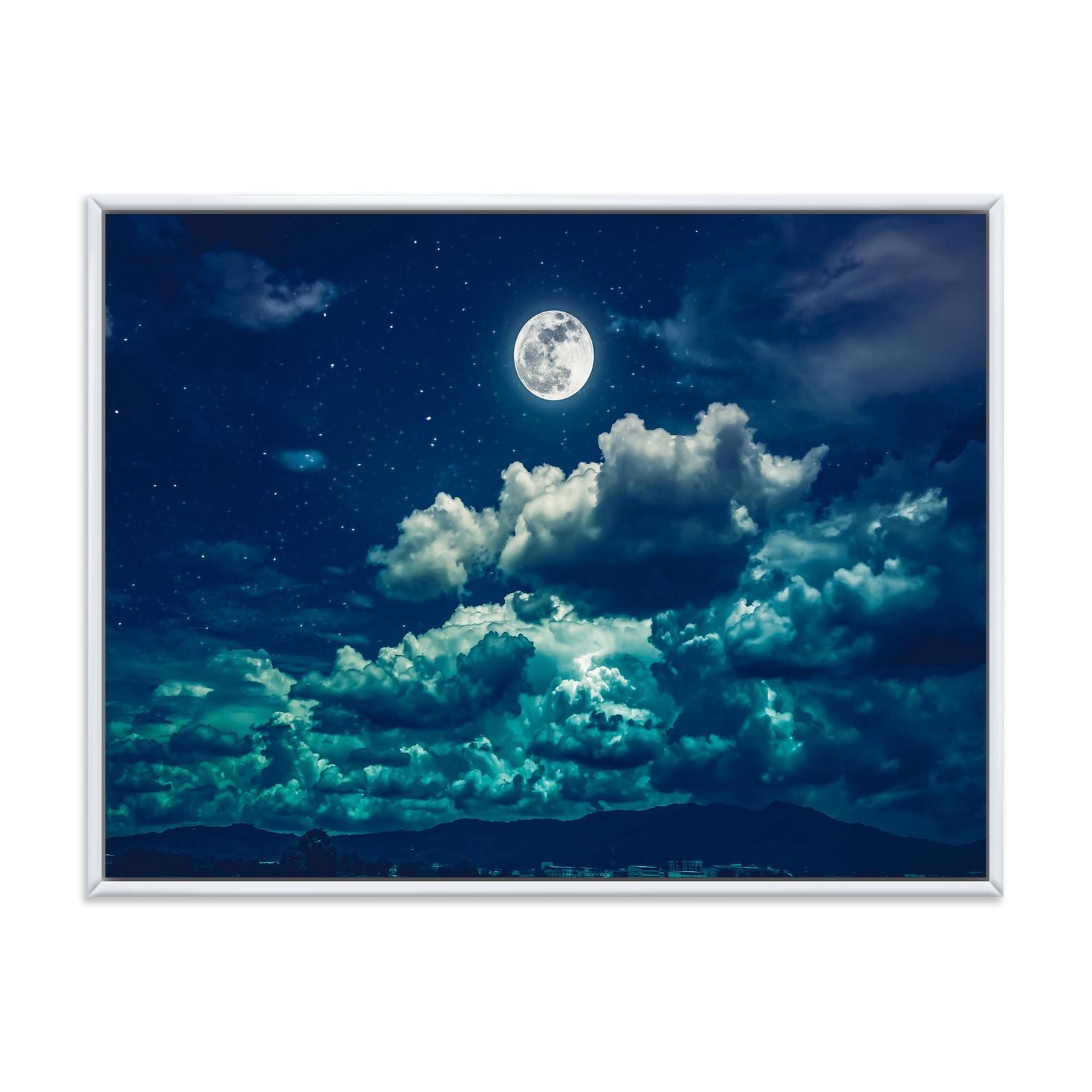 Designart Full Moon In Cloudy Night Sky II FLOAT FRAME WALL ART