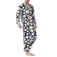 thumbnail image 2 of Daiia Daisy Floral for Men's Long-Sleeved Pajama Set – Soft & Comfortable Sleepwear Button-Up Pajamas Cozy Lounge Wear-Medium, 2 of 7