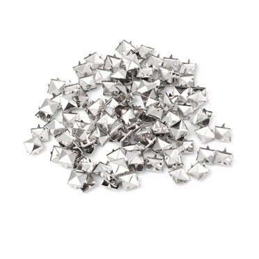 100x/Pack Metal Studs Rivets Square Rivets Square Hand Press Spikes Metal Decorative Rivets for Bag Belt