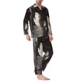 thumbnail image 2 of Hirioo Ruins Tiger Warrior for Men's Pajama Sets 2 Piece Pjs Men's Long-Sleeved Pajama Set Button Down Sleepwear,S-XXL-X-Large, 2 of 7