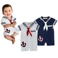 thumbnail image 2 of StylesILove Baby Boy Sailor Anchor Costume Romper (6-12 Months, Navy Blue), 2 of 2