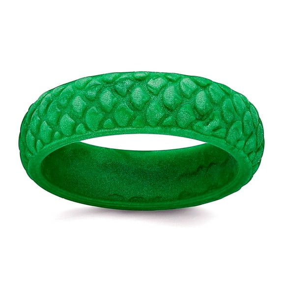 Silicone Green Mermaid Pattern 5.7mm Domed Band Size 5 Ring for Women and Men - .8 Grams