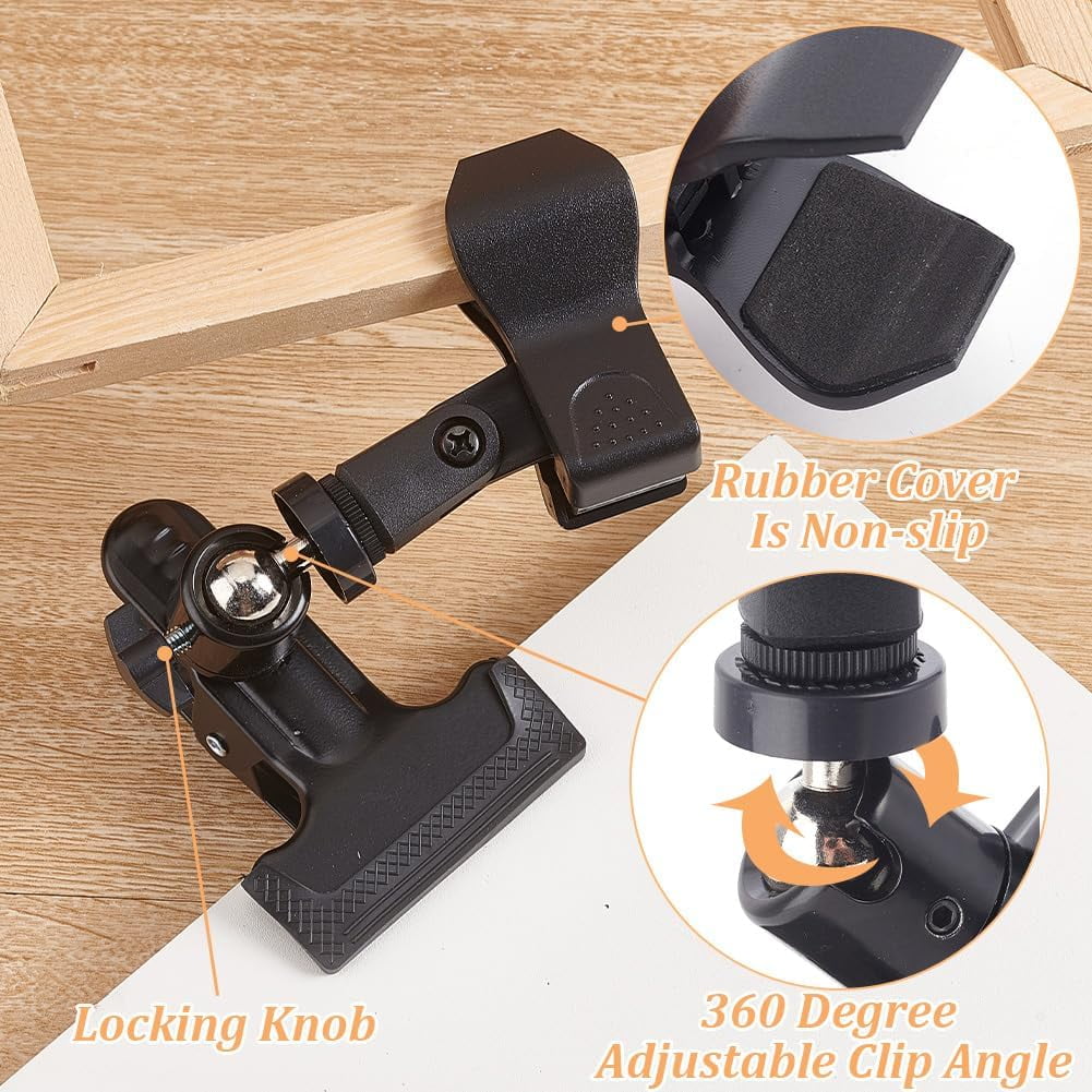 2 Sets(4pcs) Embroidery Hoop Holders Metal Clamp Holder Adjustable Rotated Embroidery Stand Embroidery Tabledesk Clip Plastic