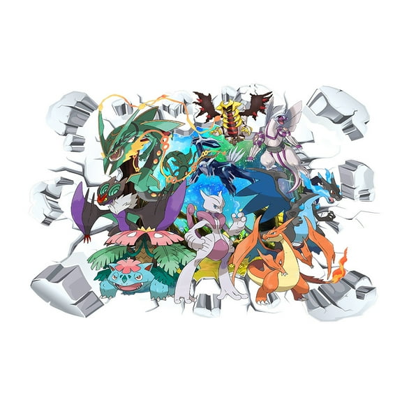 Pokemon wall stickers 3D wall stickers Children wall stickers Cartoon characters wall stickers Cartoon background wall decoration Birthday gift Children bedroom decoration 60*40CM