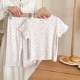 thumbnail image 2 of Swuxness Toddler Girls Loungewear 2 Piece Outfits Casual Crew Neck Short Sleeve T-Shirts Long Pants Suits, 2 of 5