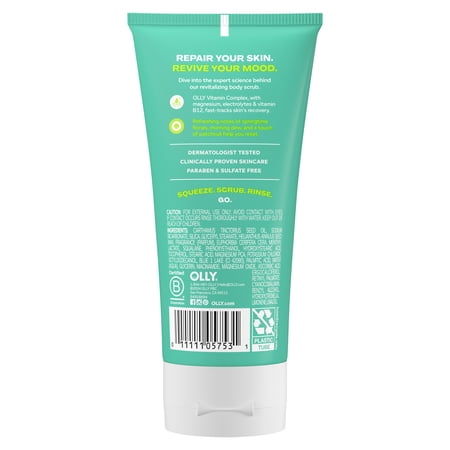OLLY BRIGHTBody Scrub Exfoliates & Repairs Skin Barrier Neroli Dew, 6 oz