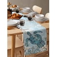 thumbnail image 6 of nqOlkjepod Teal Turtle Coastal Table Runner 36 Inches Long Farmhouse Dress Scarves, Summer Beach Nautical Starfish Dining Tablerunner for Coffee Table/Kitchen Island/Party Décor, Small 13" x 36", 6 of 8