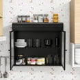 thumbnail image 3 of Resenkos 2-Door Wall-Mounted Metal Storage Cabinet - Tempered Glass Doors & Shelves for Bathroom, Kitchen, Living Room, Office, Black, 3 of 15