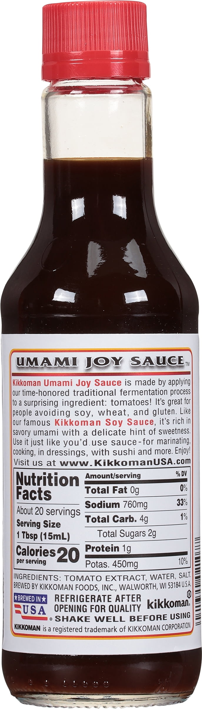 (6 pack) Kikkoman Gluten‑Free Umami Joy Sauce, 10 fl oz Glass Bottle