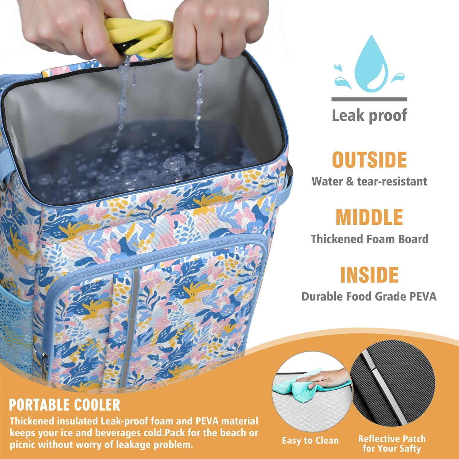Travel Cooler Bag - Boho Bohemia Flower Camping Beer Cooler Backpack with Bottle Opener- Waterproof Insulated Picnic Backpacks - Cooler Bag for Beach
