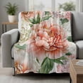 thumbnail image 2 of Pink White Flowers Blanket Soft Cozy Warm Throw Blanket for Couch, Plush Fuzzy Flannel Fleece Blankets for Sofa, Spring Farmhouse Blossom Floral Bed Blankets Lightweight Gifts for Women, 50"x80", 2 of 9