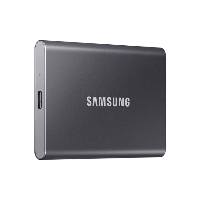 SAMSUNG T7 SSD portátil, unidad de estado sólido externa de 2 TB, velocidades de hasta 1.050 MB/s, USB 3.2 Gen 2, almacenamiento confiable para juegos, estudiantes, profesionales, MU-PC2T0T/AM, gris
