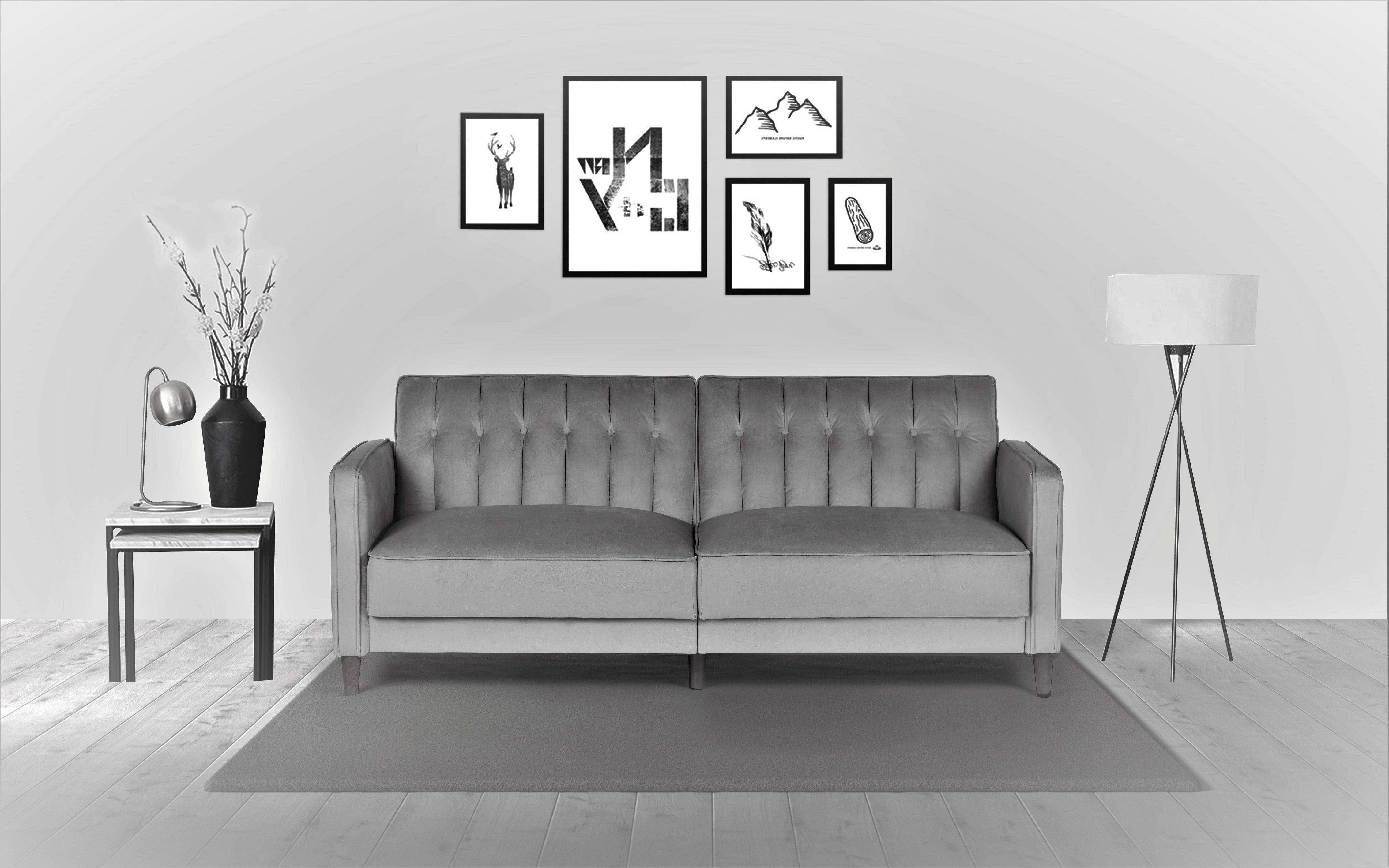 Us Pride Furniture Mariposa Luxury Mid Century Contemporary Sofa Bed Design Grey