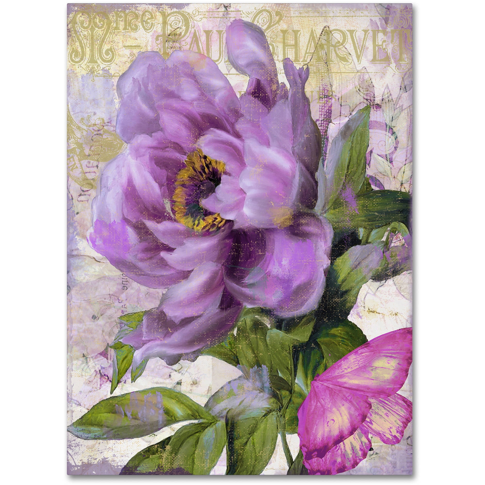 Bouquet of Purple Flowers Resting on a Watercolored Background-Canvas Art 24x36 