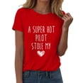 thumbnail image 4 of Tittly T Shirts for Women Graphic Tees Womens Fashion Workout T Shirts Athletic Plus Size Tops Summer Trendy Clothes Short Sleeve Spring Tee Tshirts Shirts Spring Tops for Women Red 3XL, 4 of 5
