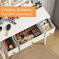 thumbnail image 6 of YIJ2 Small Makeup Vanity Desk with 3 Fabric Drawers, Vanity Table 11.8" D x 27.5" W with Mirror and Lights and Height-Adjustable Stand, Vanity for Girls Gifts, Bedroom and Small Spaces, White, 6 of 9