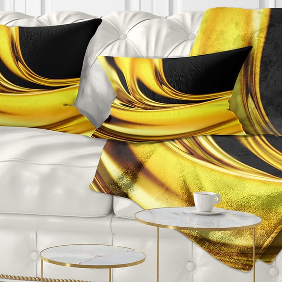 Designart Yellow Gold Texture Pattern - Abstract Throw Pillow - 12x20