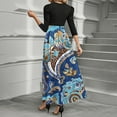 thumbnail image 4 of UoCefik Long Floral Dresses for Women 2025 Elegant Boho Tie Belted Patchwork Empire Waist 3/4 Sleeve Modest Flowy Maxi Dress, Multicolor XL, 4 of 4