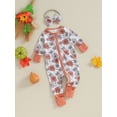 thumbnail image 3 of GXFC Infant Girls Halloween Onesie Clothes 6M 12M 18M 24M Newborn Girls Long Sleeve Zipper Floral Pumpkin Jumpsuits Bodysuit Babysuit with Headband Clothing for Baby Girls, 3 of 9