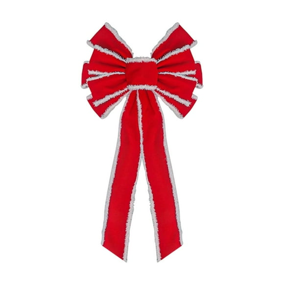Nœud Red Swallowtail en Velours Ajustable - Ornement Floqué des Fêtes à Bordure Dorée pour Divers Styles de Déco, Pièce Festive Autoportante