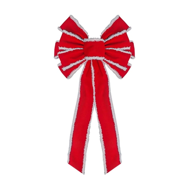 Adjustable Velvet Red Swallowtail Bow - Gold Edged Holiday Flocking Ornament for Various Decor Styles, Festive Standalone Piece