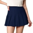 thumbnail image 1 of Made by Johnny Women's Plaid High Waist School Uniform Pleated Skater Tennis Skirt L NAVY, 1 of 5