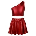 thumbnail image 1 of MSemis Girls Shiny Metallic Crop Top with Pleated Skirt,Size 3-14 Red 3-4, 1 of 5