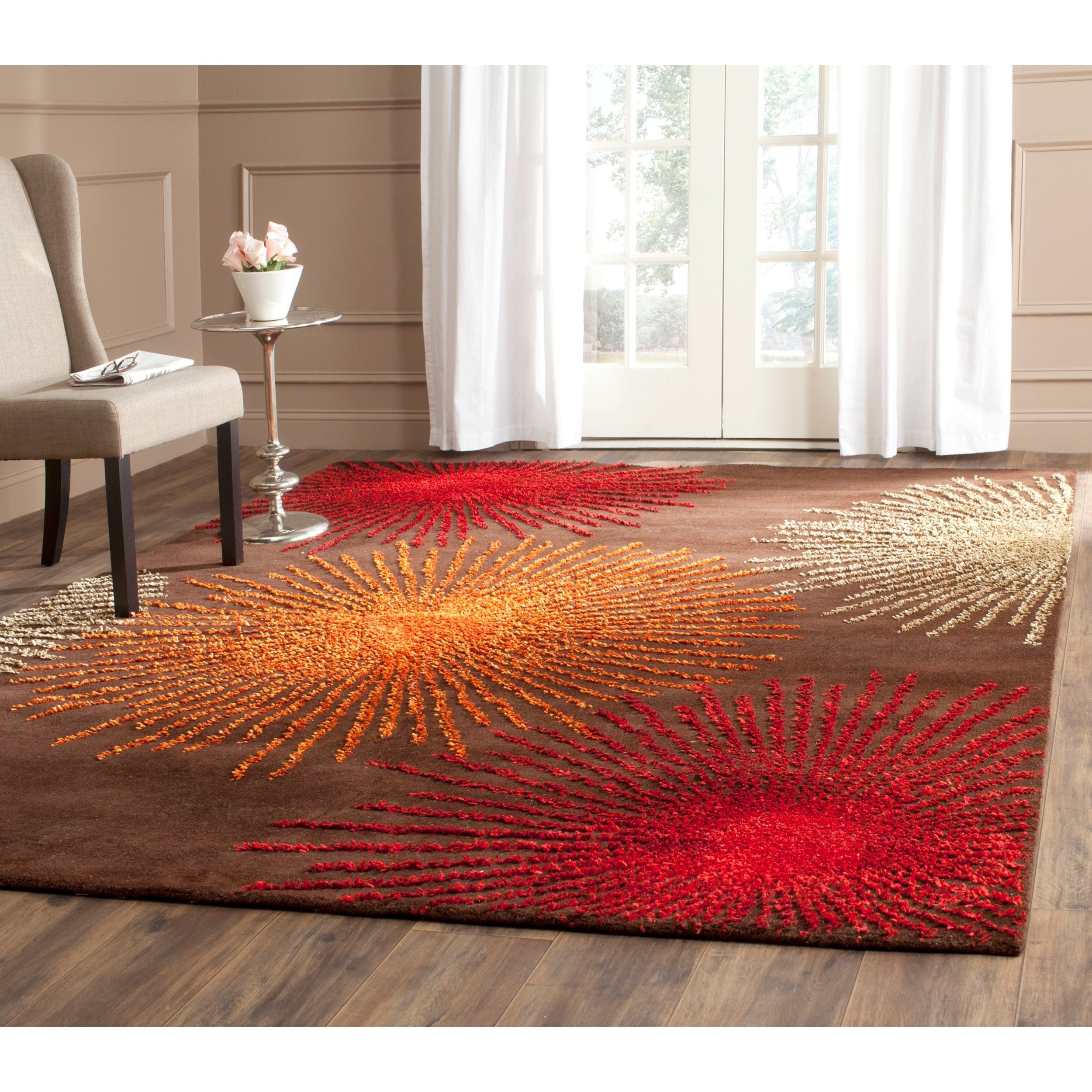 Safavieh Handmade Soho Burst Brown New Zealand Wool Rug 6 Square Safavieh Handmade Soho Burst Brown New Zealand Wool Rug 6 Square Com