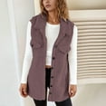 thumbnail image 1 of DHFJKG Womens Fuzzy Longline Vest Coat Mediun Length Sleeveless Turndown Collar Button Down Loose Fit Jacket Casual Commute Fall Winter Classic Outerwear, 1 of 4