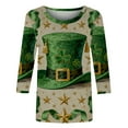 thumbnail image 5 of Ounisa Womens 3/4 Sleeve St. Patrick's Day T-Shirts Crew Neck Spring Graphic Tee Tops, 5 of 8