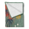 thumbnail image 2 of Hawaii Soft Flannel Fleece Throw Blanket, Surfing Water Sport Palm Tree Orange Sun, Cozy Plush for Indoor and Outdoor Use, 50" x 60", Reseda Green Multicolor, by Ambesonne, 2 of 5