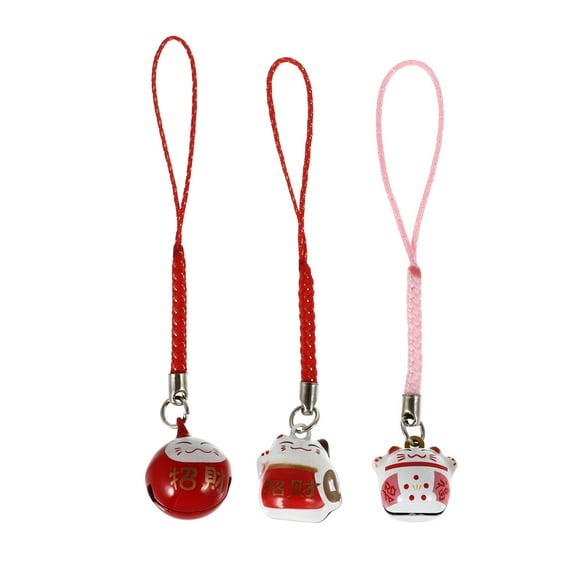 KAKOWELY 3 llaveros de gato de dibujos animados para colgar en bolsas, diseño de gato de la suerte.