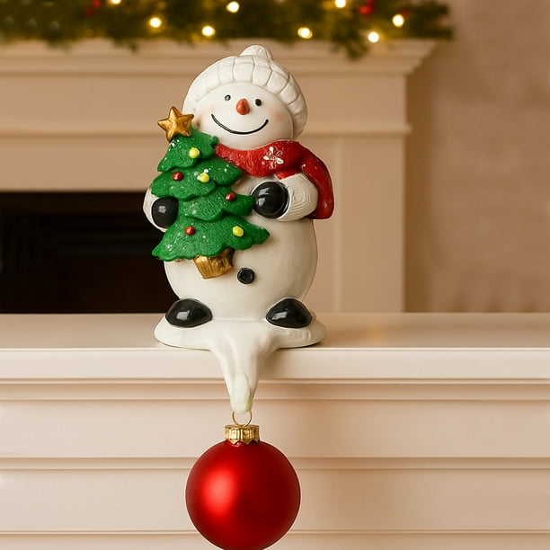 Christmas Snowman Hooks Decorative Resin Snowman Mini Ornament Gift Christmas Gift Boxes