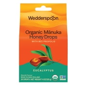 Wedderspoon Organic Manuka Honey Drops for Dry Throats with Bee Propolis, Eucalyptus, 20 Count Box